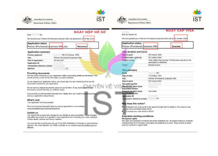 tổng hợp visa nhân được cấp sớm của di trú ist