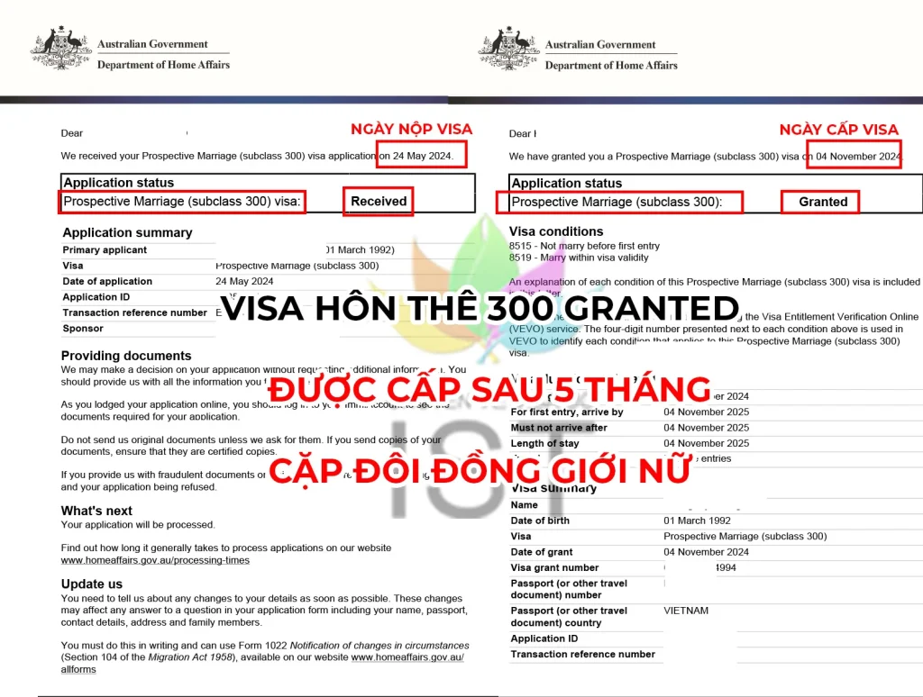 Visa hôn nhân, hôn thê được cấp sớm so với dự kiến của Di Trú IST 